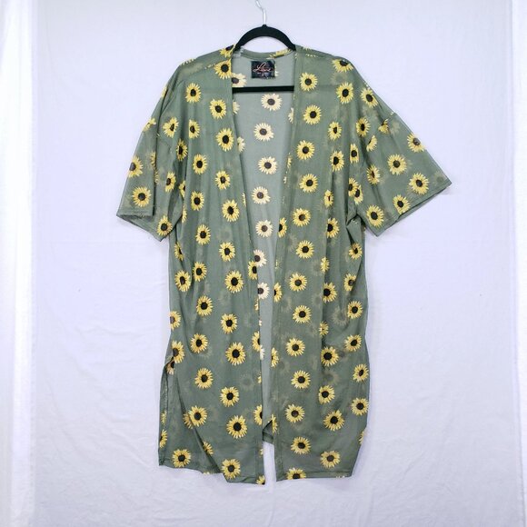 Maternity Love Beachy Boho Mesh Sheer Cover Up Cardigan Sunflower Size M - Picture 1 of 15